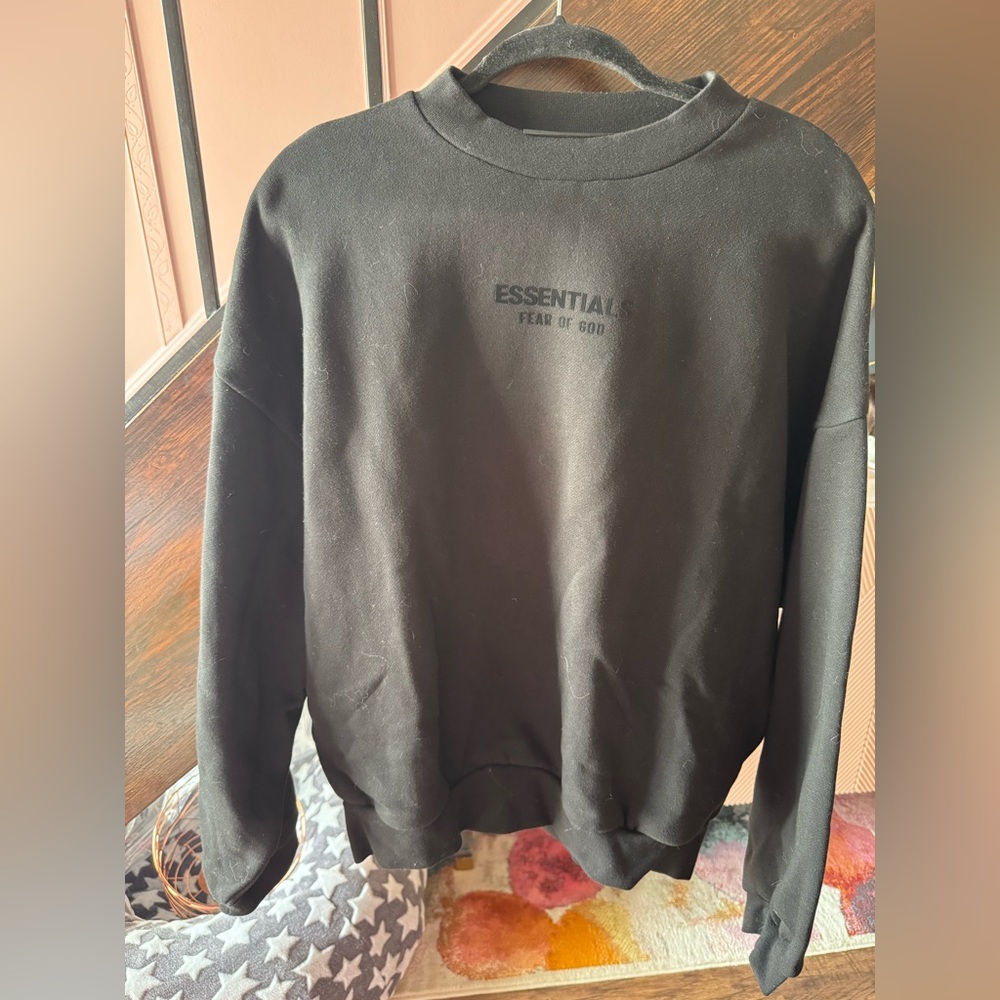 Essentials Fear of God jet Black Crewneck Sweatshirt S